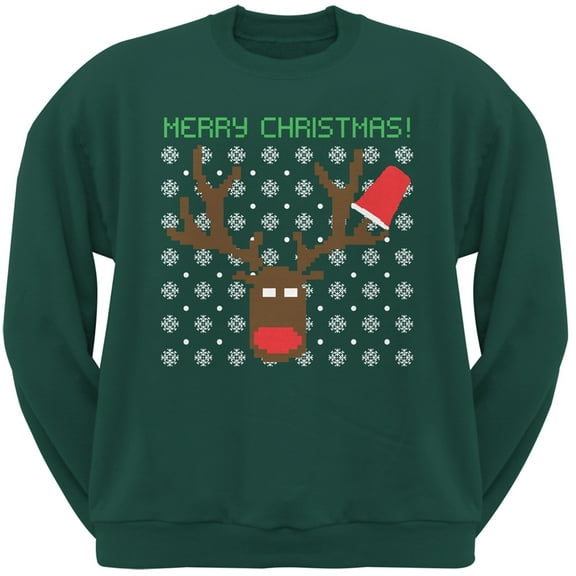 Party Deer Forest Green Adult Sweatshirt