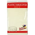 thumbnail image 1 of Party Dimension Tablecloth Plastic Disposable Ivory Round Tablecover for Weddings, Banquets, Parties 84'' X 84'' ( 4 Count ), 1 of 4