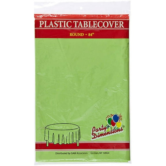Party Dimension Tablecloth Plastic Disposable Lime Green Round Tablecover for Weddings, Banquets, Parties 84'' X 84'' ( 1 Count )