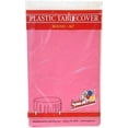 thumbnail image 1 of Party Dimension Tablecloth Plastic Disposable Pink Round Tablecover for Weddings, Banquets, Parties 84'' X 84'' ( 1 Count ), 1 of 4