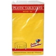 thumbnail image 1 of Party Dimension Tablecloth Plastic Disposable Sunshine Yellow Round Tablecover for Weddings, Banquets, Parties 84'' X 84'' ( 12 Count ), 1 of 4