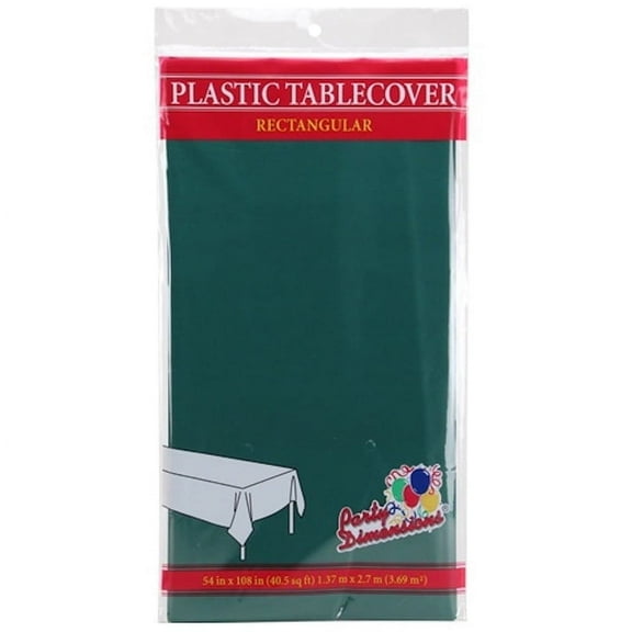 Party Dimension Tablecover Plastic Hunter Green Rectangular Disposable Tablecloth for Weddings, Banquets, Parties 108'' X 54'' ( 2 Count )