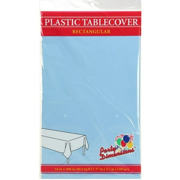 Party Dimension Tablecover Plastic Light Blue Rectangular Disposable Tablecloth for Weddings, Banquets, Parties 108'' X 54'' ( 12 Count )