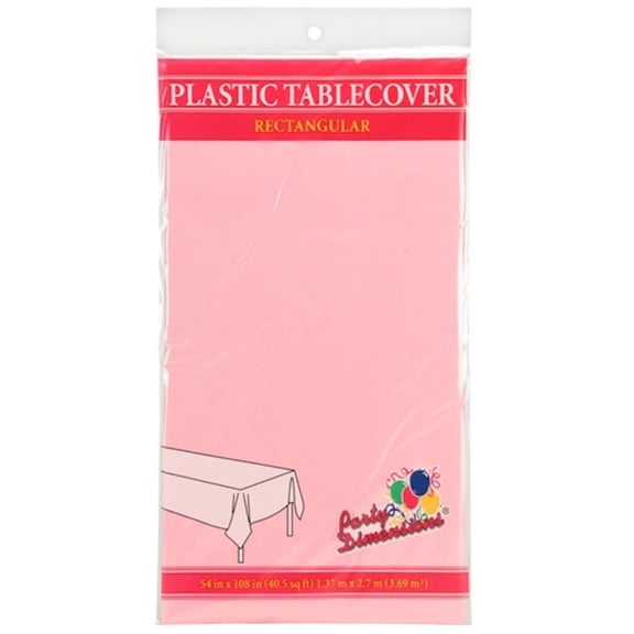 Party Dimension Tablecover Plastic Light Pink Rectangular Disposable Tablecloth for Weddings, Banquets, Parties 108'' X 54'' ( 1 Count )