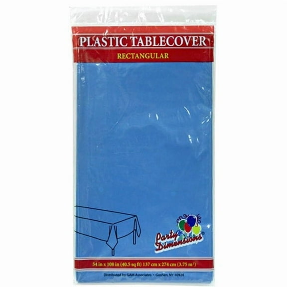 Party Dimension Tablecover Plastic Medium Blue Rectangular Disposable Tablecloth for Weddings, Banquets, Parties 108'' X 54'' ( 1 Count )