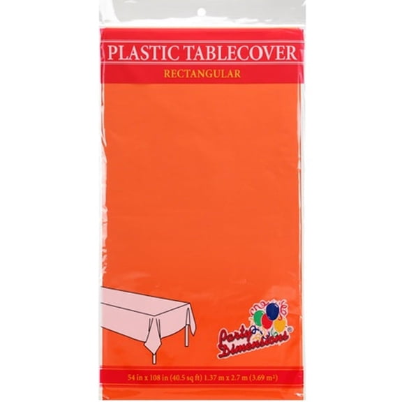 Party Dimension Tablecover Plastic Orange Rectangular Disposable Tablecloth for Weddings, Banquets, Parties 108'' X 54'' ( 2 Count )