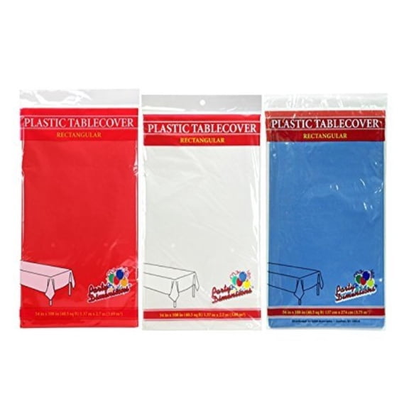 party dimensions 54" x 108" rectangular tablecovers / tablecloths - bundle of 6 - red, white & blue