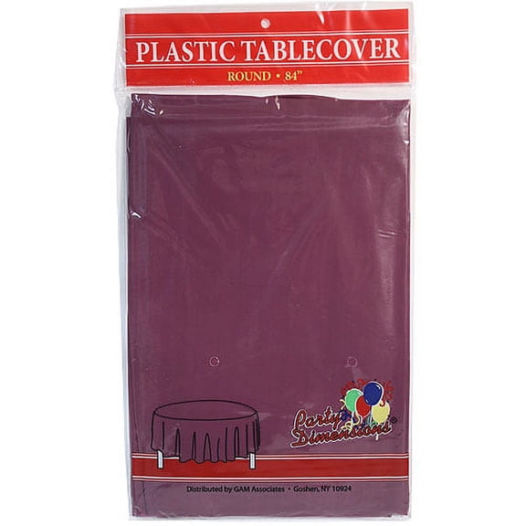 Party Dimensions Burgandy  84" Round Plastic Disposable Tablecloth