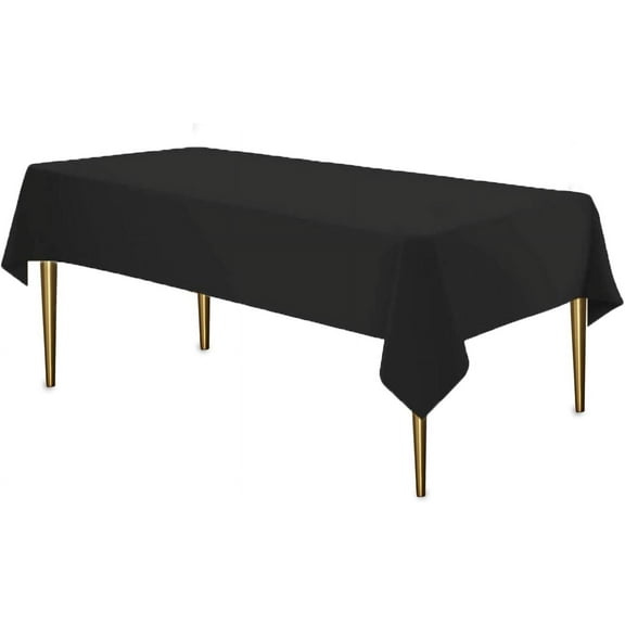 Party Dimensions Disposable Tablecloth Set, Plastic Table Cover for Rectangle Tables 54” x 108”, Black, 12 Pack