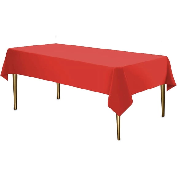 Party Dimensions Disposable Tablecloth Set, Plastic Table Cover for Rectangle Tables 54” x 108”, Red, 12 Pack