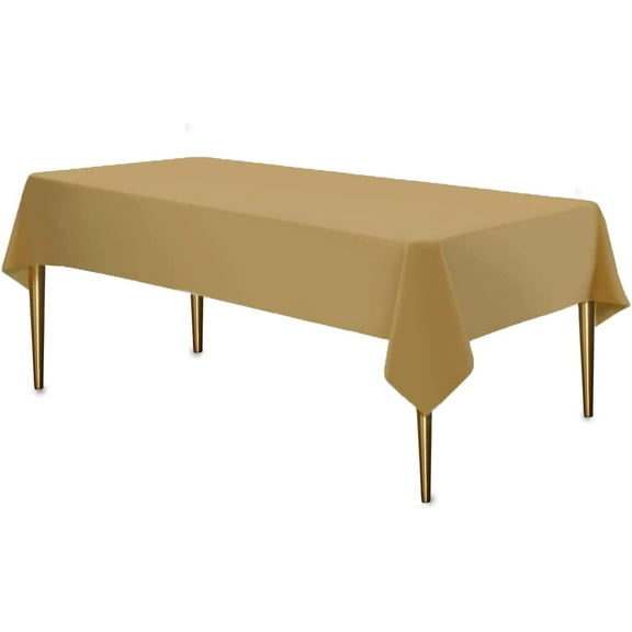 Party Dimensions Plastic Disposable Table Cloth Rectangular Shape Gold Color 54x108 Inch