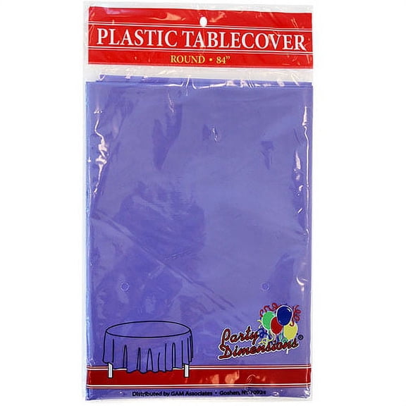 Party Dimensions Purple 84" Round Plastic Disposable Party Tablecloth