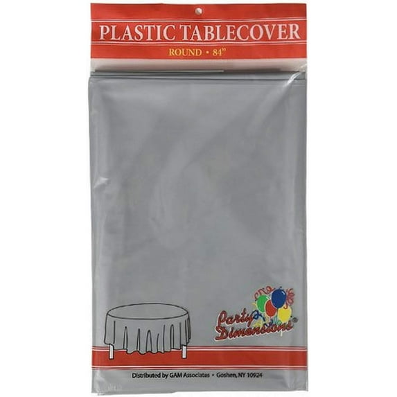 Party Dimensions Silver Round 84" Plastic Disposable Party Tablelcoths