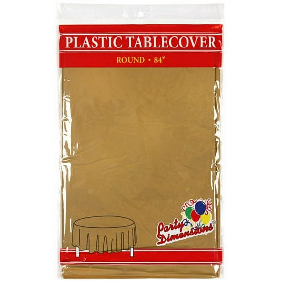 Party Dimensoin 84 inch Round Plastic Disposable Party Gold Tablecloth