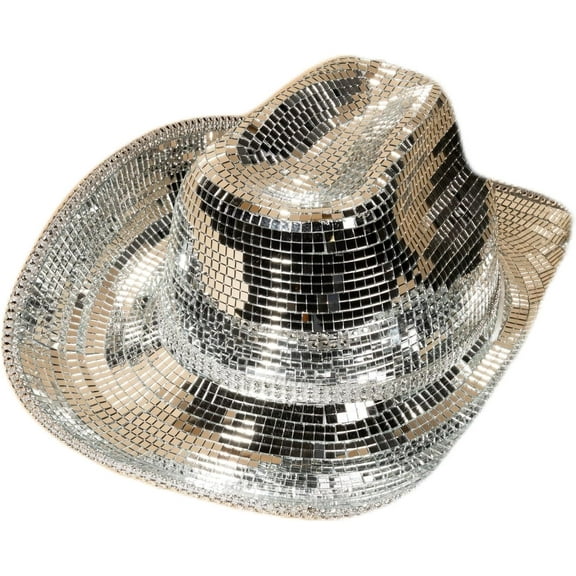 Party Disco Ball Cowboy Hat | Sparkling Bling Mirror Party Hat for Music Festivals, Concerts, Bachelorette Party, and Events