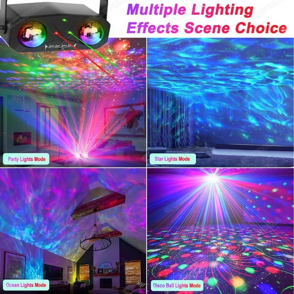 Party Disco Ball, Dj Disco Light Strobe Dance Sound Activated with Remote Control Stage Rave Karaoke Light Ocean Star Projector for Club Dancing Parties KTV Christmas Halloween Birthday Glow Party