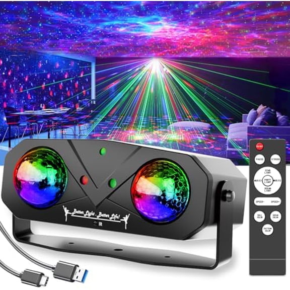 Party Disco Ball, Dj Disco Light Strobe Dance Sound Activated with Remote Control Stage Rave Light Ocean Star Projector for Club Parties KTV Christmas Halloween Dcor Birthday Outdoor Glow Party