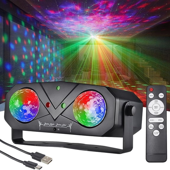 Party Disco DJ Light, 5-in-1 LED Stage Light Projector Sound with Remote Control for Parties Birthday Christmas Wedding KTV Bar Club Room Decor Lighting