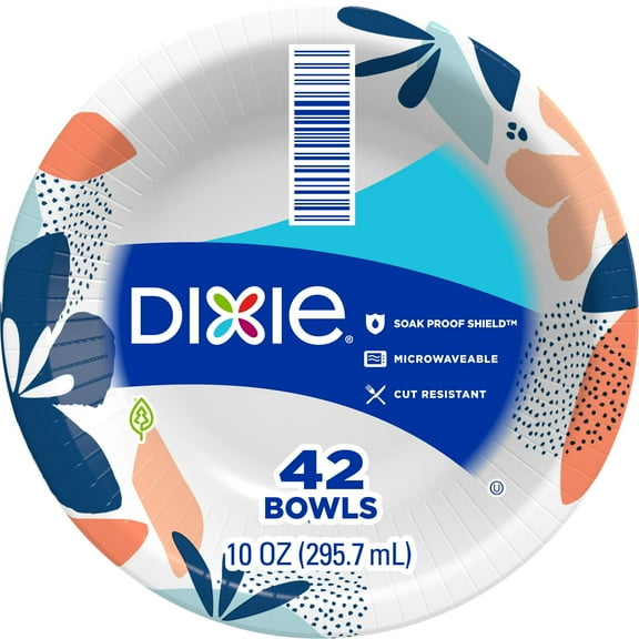 Party Dixie Everyday Disposable Paper Bowls, 10 oz, 42 count
