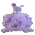 thumbnail image 1 of Party Dress For Toddler Girls Ruffled Sleeve Mesh Multiple Layer Tailed Dresses Stylish Formal Prom Gown (1-2Years, Purple), 1 of 5
