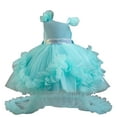 thumbnail image 1 of Party Dress For Toddler Girls Ruffled Sleeve Mesh Multiple Layer Tailed Dresses Stylish Formal Prom Gown (3-4Years, Green), 1 of 5