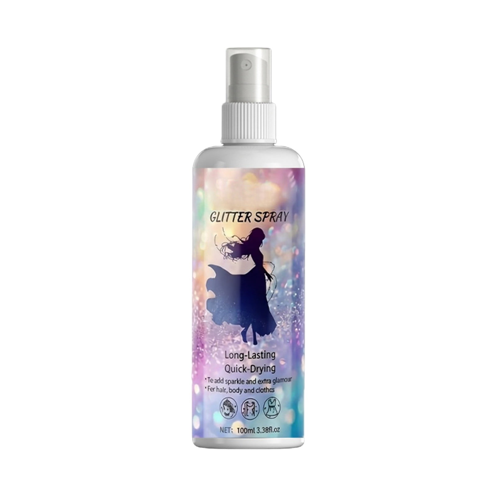 dress glitter spray Body Glitter SprayGlitter HairsprayPurple Body Glitter Spray,Quick-Drying and Waterproof Glitter Hairspray,Nozzles are not Easily cloggedLong-Lasting Body Shiny Spray for Stage Makeup, 3.38Oz