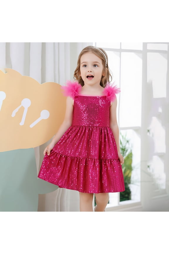 Party Dress for Girls Elegant Flutter Sleeve Gown with Festive Holiday Design for and Celebrations Long Girl Dress 3-4 Years