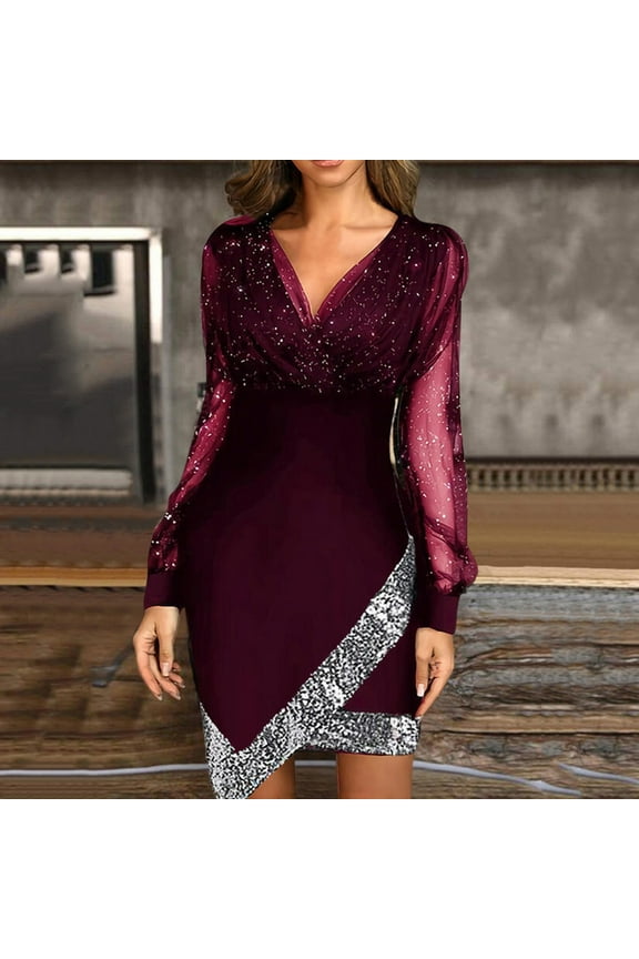 Party Dress for Women TIANEK Solid Sequin Exquisite Ball Gown Wedding Dress Long Maxi Dress