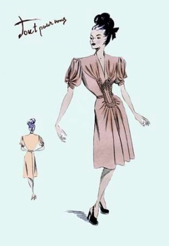 Party Dress with Pleats 1947 Canvas Art - Unknown (12 x 18)