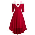 thumbnail image 1 of Umfun Womens Dresses for Wedding Guest Mid-Sleeve Srapless Vintage Christmas Print Best Gift for Festivals Wine S, 1 of 4