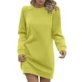 thumbnail image 1 of Party Dresses For Women Sevevn Women's Fall And Winter Solid Color Long Sleeved Round Neck Velvet Casual Dress, 1 of 8