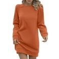 thumbnail image 1 of Party Dresses For Women Sevevn Women's Fall And Winter Solid Color Long Sleeved Round Neck Velvet Casual Dress, 1 of 8