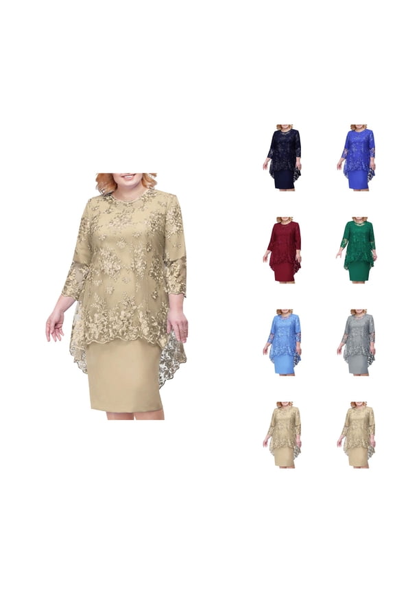 Party Dresses for Women Holiday Party Dresses for Women Elegant Lace Embroidery Evening Dress Half Sleeve Women Casual Dresses