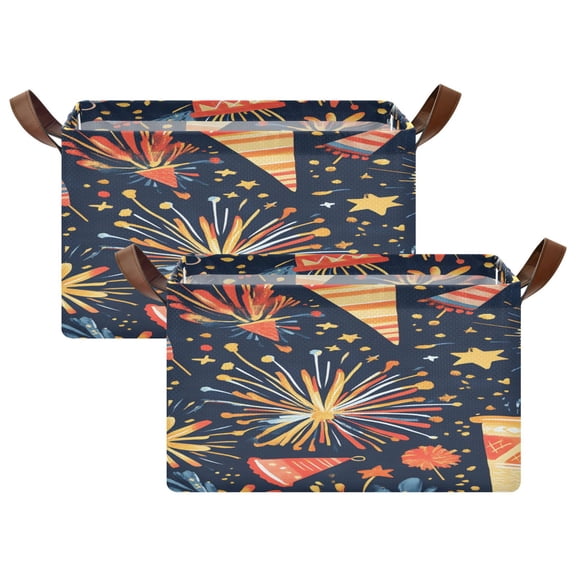 Party Elements Theme 16.9x11.4x10in Foldable Open Home Storage Bins Durable Water Resistant Shelf Baskets