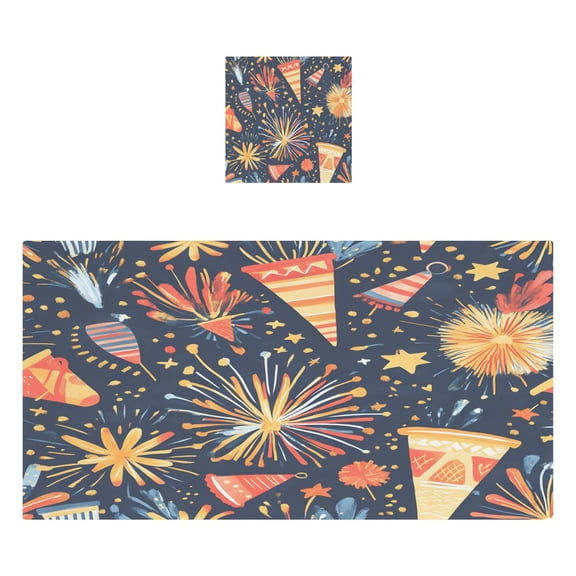 Party Elements Theme 2 Piece Cotton Bath and Face Towel Set Soft and Absorbent, for Beach Pool Bathroom