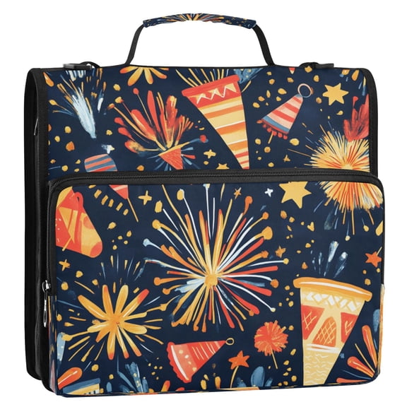 Party Elements Theme Stripes Lines Zipper Binder Bag 3 Ring Binder Bag,Large Capacity Durable Binder Organizer Bag