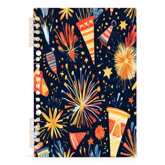 Party Elements Theme A5 8.3x5.7in PP Notebook, Adjustable Rings, 60 Sheets, Diary or Journey Note