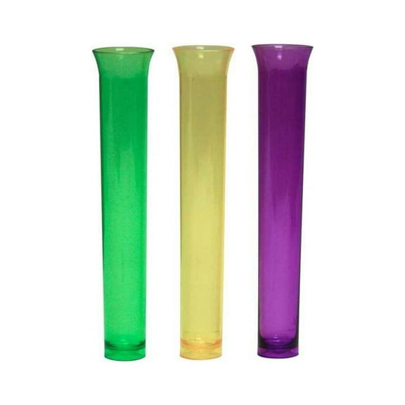 Party Essentials 15-Count Hard Plastic 1.5 Ounce Tube Shots, Mardi Gras Mix