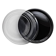 Party Essentials Circular Hard Plastic 16 Serving Tray with Clear Dome Lid, Black