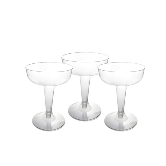 Party Essentials Hard Plastic Two Piece 4-Ounce Champagne Glasses, Clear, 50 Count