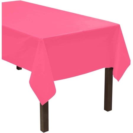 Party Essentials Heavy Duty Plastic Table Cover Available in 44 Colors, 54" x 108", Neon Pink
