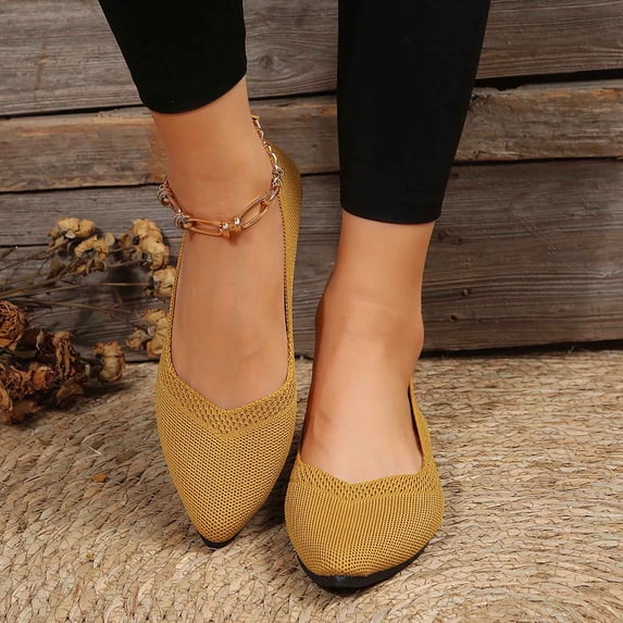 Party Evening Comfortable Elegant Dress Shoes for Women Pointed Toe Plus Size Spring Summer Yellow 7