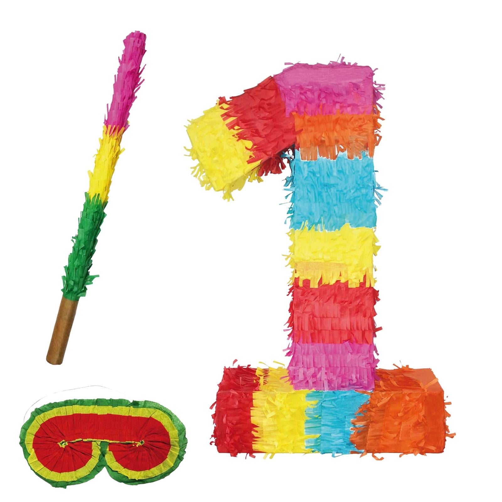 Party Factory Number 1 Multicolor Pinata with Stick and Eye Mask, 16.68 ...