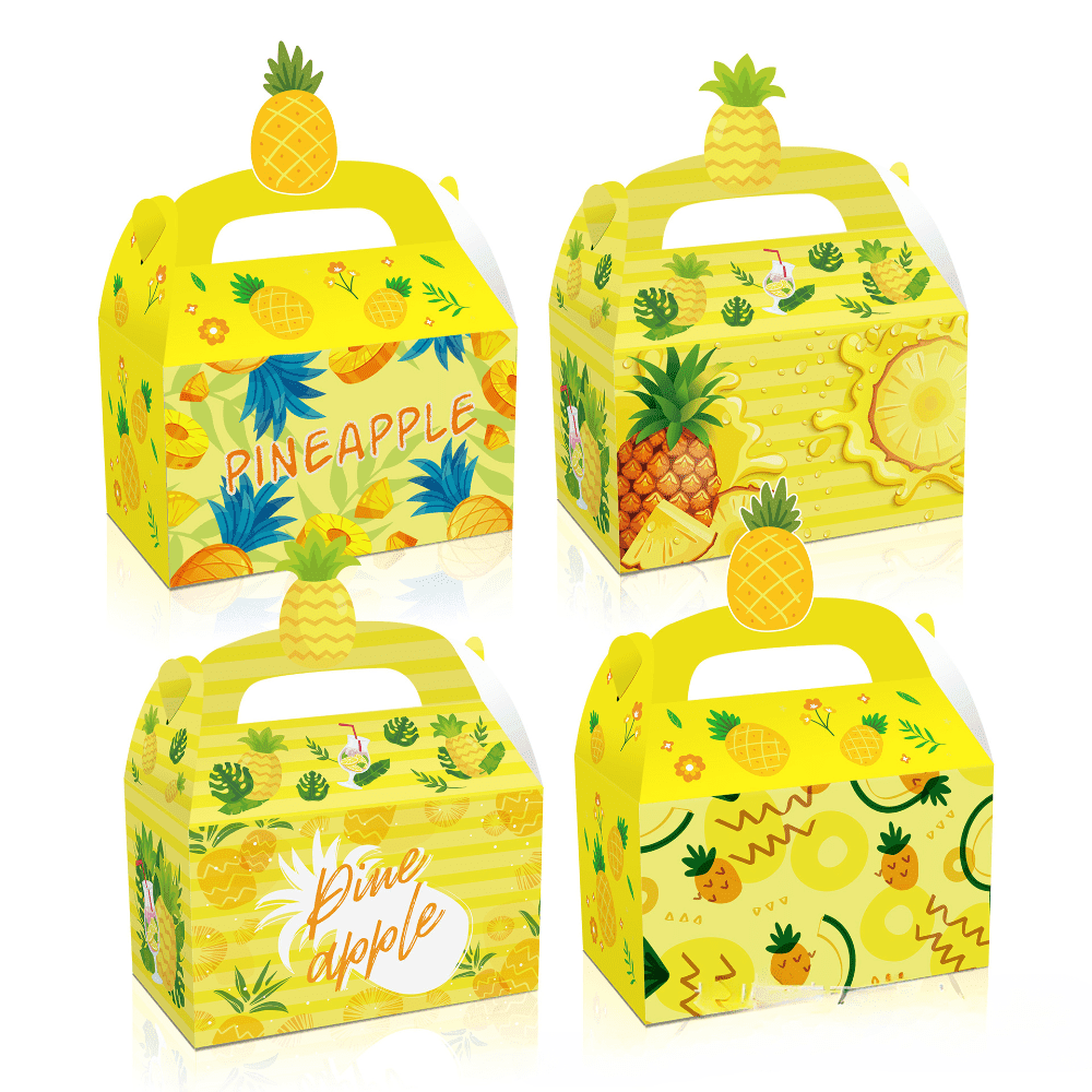 Party Favor Boxes 12pack Pineapple Decorations Folding Treat Boxes for Spring Picnic(6.33.743.74in)