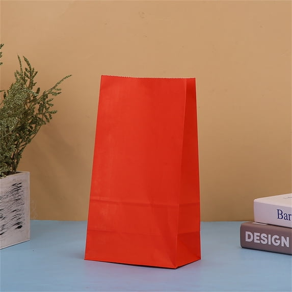Party Favor Gift Bags-5 Pack Kraft Paper Goodie Bags Gift Lunch Treat Bags-Party Supplies for Theme Birthday-Red