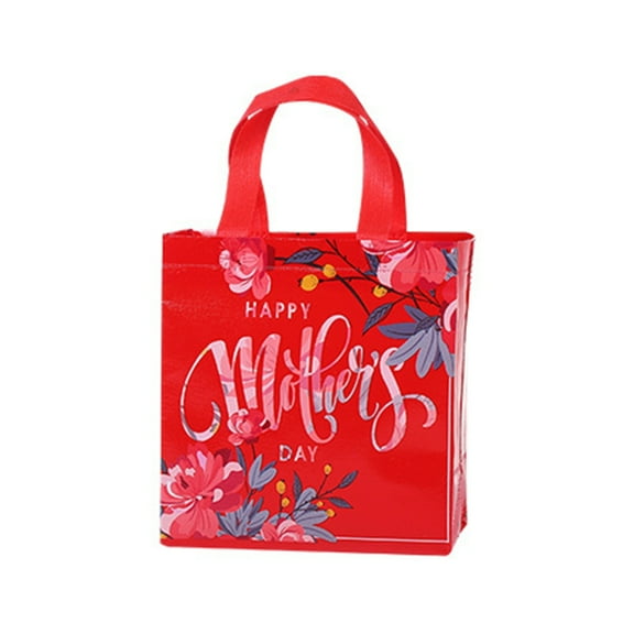 Party Favor Mothers Day Gift Bags for Gift Wrapping Thank You Bags 4 Types Floral Non-Woven Fabric Candy Bags 8x9x4inch
