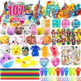 thumbnail image 1 of Party Favor Toy Assortment, 107-Piece Prize Box Toys for Kids, Birthday Party Favors, Classroom Rewards, Carnival Prizes, Pinata Fillers, Goody Bag Fillers, 1 of 8