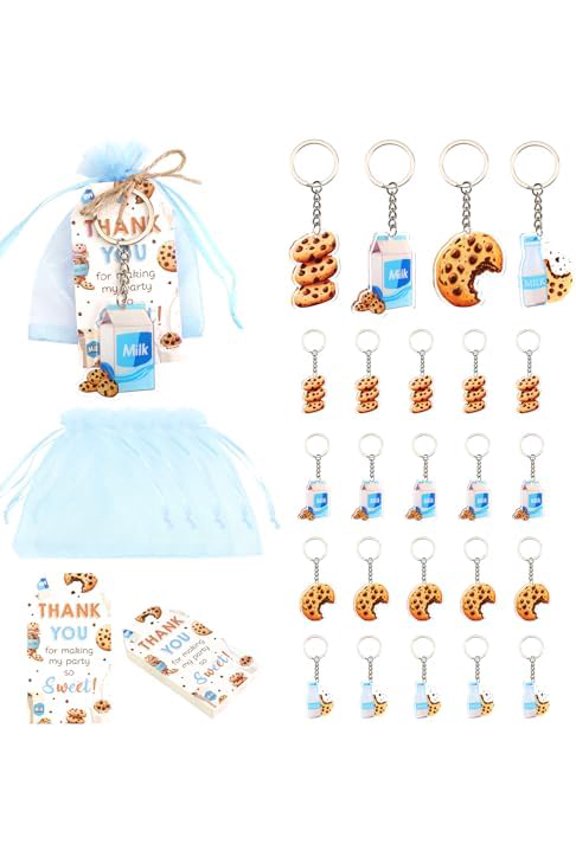 Party Favors - 24 Sets Cookie Theme Keychains(4 Designs), Thank You for Making My Party So Sweet Tags Organza Bags with String for Birthday Baby Shower Decorations Gifts$$Home Decor, Kitchen, & Other