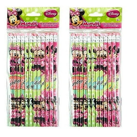 Party Favors Disney Minnie Mouse 24pk Pencils in Poly Bag with Header- 2 DZ