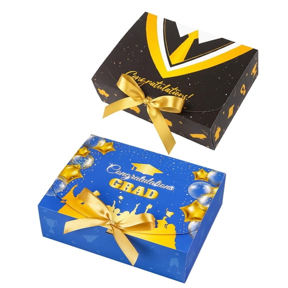 Graduation, Graduation Gift, Graduation Party Favors, 10X8inBlack Cardboard Gift Boxes, Gold Gift Bow, Congratulations Gift, Small Gift Packaging, Print, 10 Pc